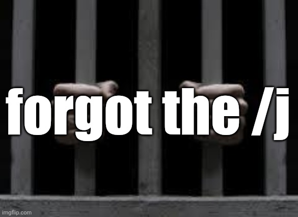 Jail | forgot the /j | image tagged in jail | made w/ Imgflip meme maker