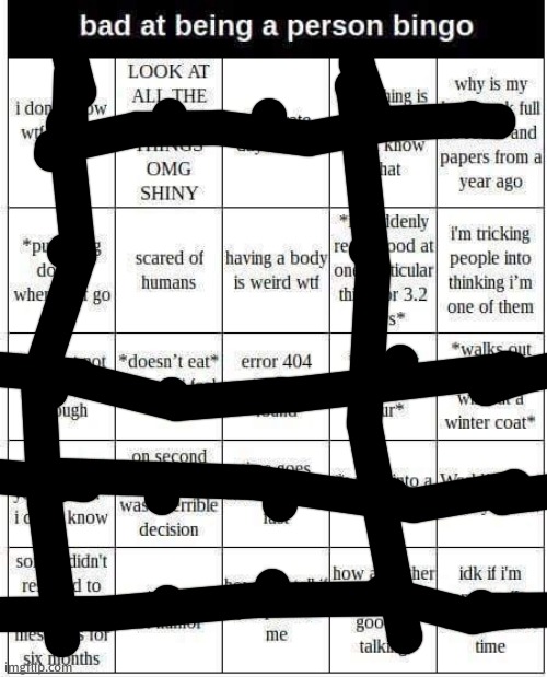 bad at being a person bingo | image tagged in bad at being a person bingo | made w/ Imgflip meme maker