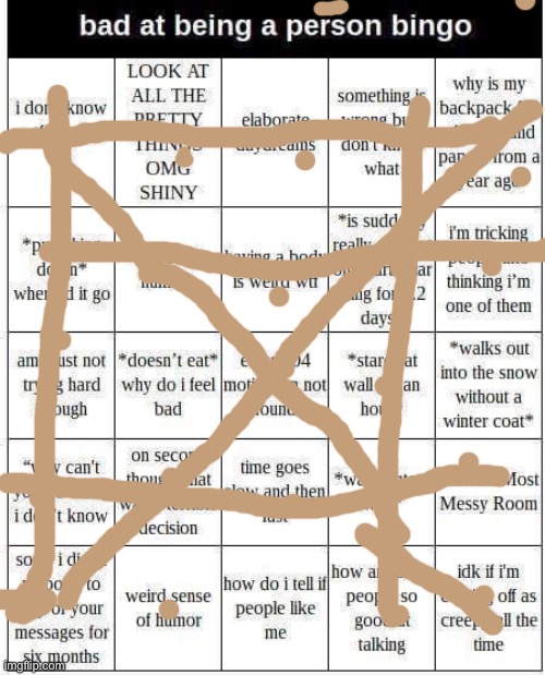 bad at being a person bingo | image tagged in bad at being a person bingo | made w/ Imgflip meme maker