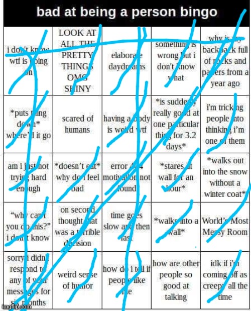 bad at being a person bingo | image tagged in bad at being a person bingo | made w/ Imgflip meme maker