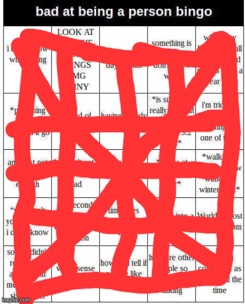 bad at being a person bingo | image tagged in bad at being a person bingo | made w/ Imgflip meme maker