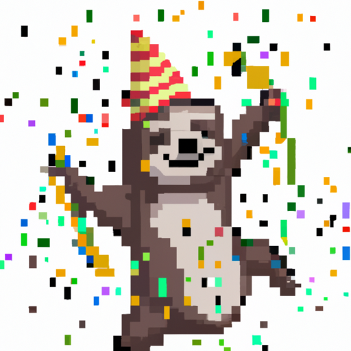 High Quality sloth wearing a party hat, with confetti raining down Blank Meme Template