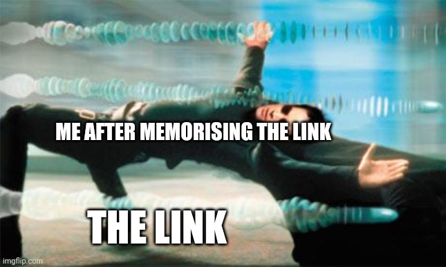Matrix dodge | THE LINK ME AFTER MEMORISING THE LINK | image tagged in matrix dodge | made w/ Imgflip meme maker