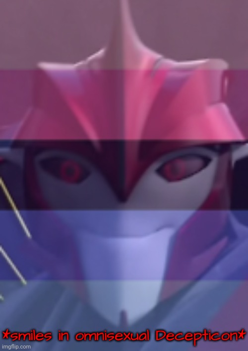 Knockout Smiles in Omnisexual Decepticon | image tagged in knockout smiles in omnisexual decepticon | made w/ Imgflip meme maker