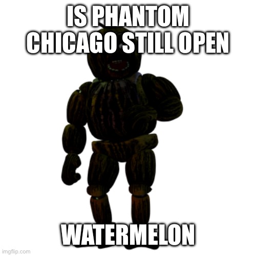 Phantom Chica | IS PHANTOM CHICAGO STILL OPEN; WATERMELON | image tagged in phantom chica | made w/ Imgflip meme maker