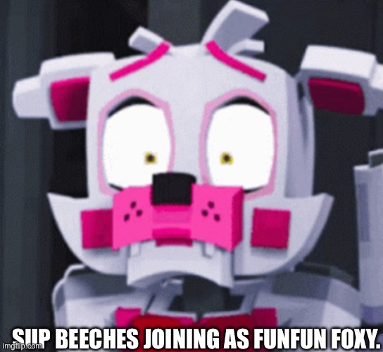 Thought being Lolbit is a little too strange-feeling so NEXT BEST THING | SUP BEECHES JOINING AS FUNFUN FOXY. | image tagged in wawa | made w/ Imgflip meme maker
