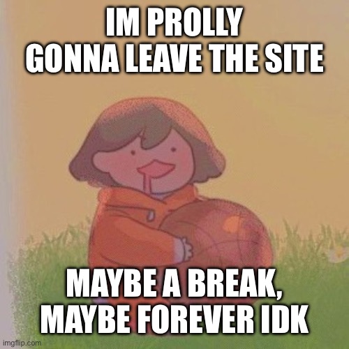 kel. | IM PROLLY GONNA LEAVE THE SITE; MAYBE A BREAK, MAYBE FOREVER IDK | image tagged in kel | made w/ Imgflip meme maker