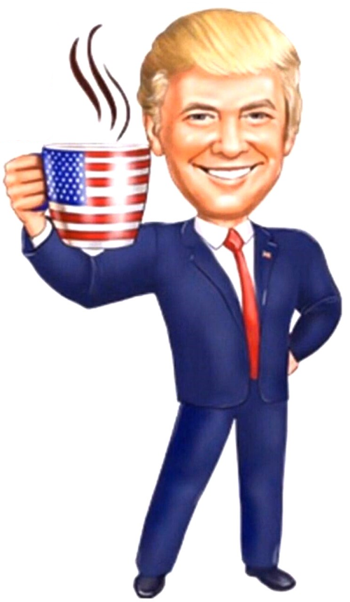 High Quality Trump cartoon with US flag coffee mug Blank Meme Template