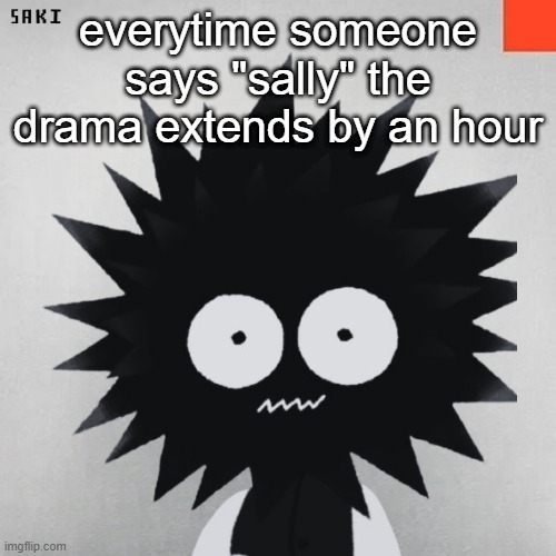 madsaki | everytime someone says "sally" the drama extends by an hour | image tagged in madsaki | made w/ Imgflip meme maker