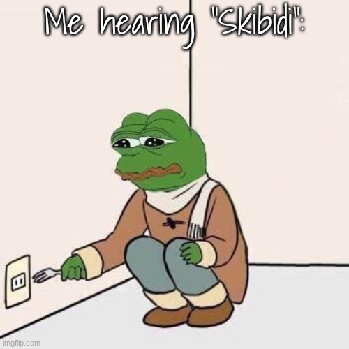 Sad Pepe Suicide | Me hearing "Skibidi": | image tagged in sad pepe suicide | made w/ Imgflip meme maker