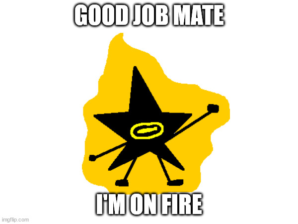 Good job Mate | GOOD JOB MATE; I'M ON FIRE | image tagged in fire | made w/ Imgflip meme maker