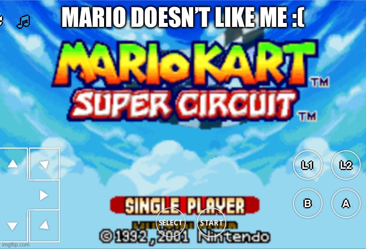 Note: He’s y’know SUPPOSED TO BE THERE | MARIO DOESN’T LIKE ME :( | made w/ Imgflip meme maker