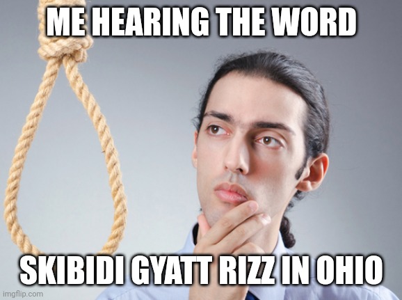 noose | ME HEARING THE WORD SKIBIDI GYATT RIZZ IN OHIO | image tagged in noose | made w/ Imgflip meme maker