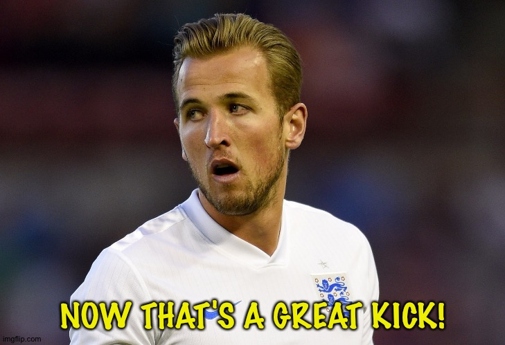 Harry kane | NOW THAT'S A GREAT KICK! | image tagged in harry kane | made w/ Imgflip meme maker