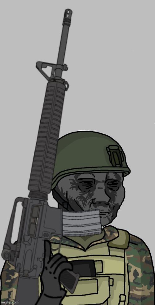 Wojak Serious/Distressed Eroican Soldier | image tagged in wojak serious/distressed eroican soldier | made w/ Imgflip meme maker