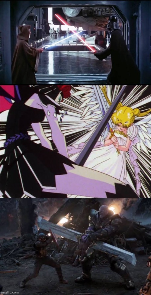 High Quality Sailor Moon and Avengers Ripped Off Star Wars Blank Meme Template