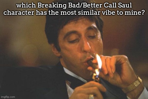 Scarface Serious | which Breaking Bad/Better Call Saul character has the most similar vibe to mine? | image tagged in scarface serious | made w/ Imgflip meme maker