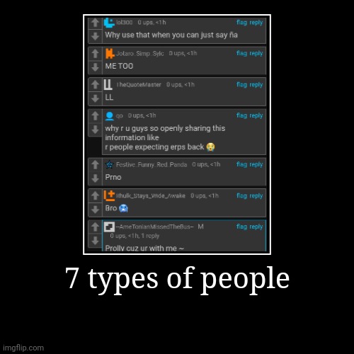 . | 7 types of people | | made w/ Imgflip demotivational maker