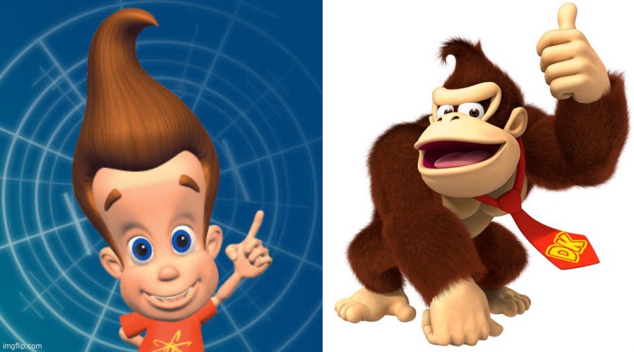 image tagged in jimmy neutron,donkey kong gives a thumbs up | made w/ Imgflip meme maker