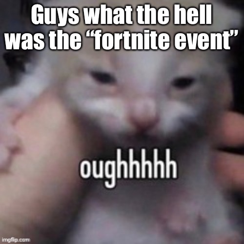 Is it another American stuff that I miss | Guys what the hell was the “fortnite event” | image tagged in oughhhhh | made w/ Imgflip meme maker