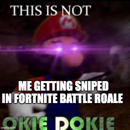 This is not okie dokie | ME GETTING SNIPED IN FORTNITE BATTLE ROALE | image tagged in this is not okie dokie | made w/ Imgflip meme maker