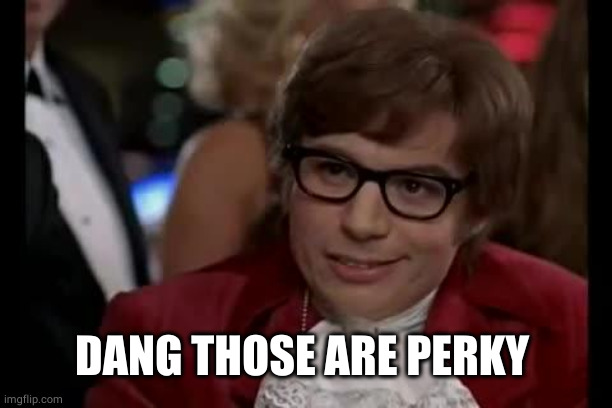 Austin Powers | DANG THOSE ARE PERKY | image tagged in austin powers | made w/ Imgflip meme maker