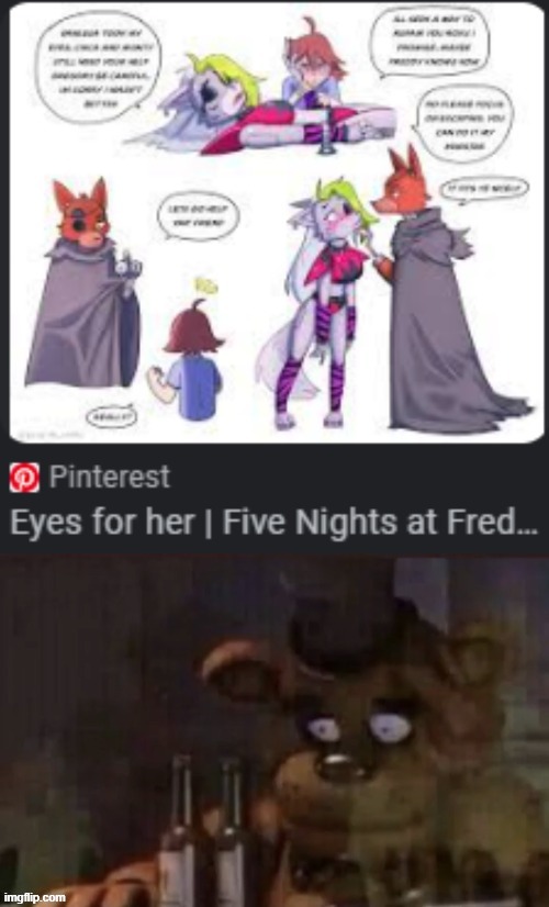 What the hell has the FNAF fanbase turned into? Why is Foxy in love with Roxy? | made w/ Imgflip meme maker