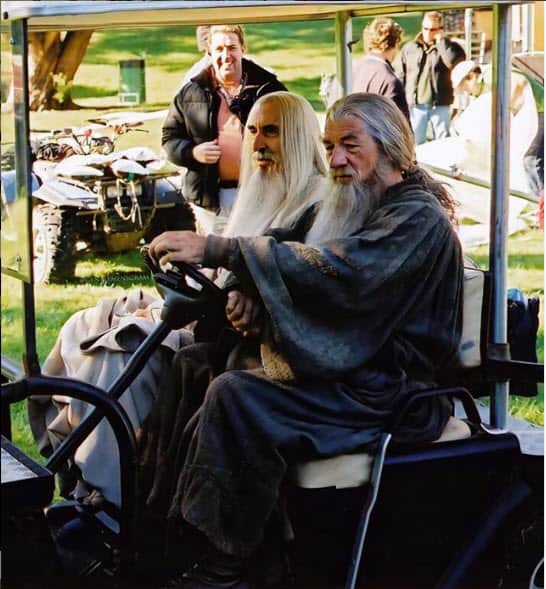 Gandalf and Saruman in golf cart Blank Meme Template