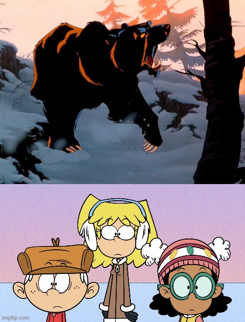 The Loud Siblings see the bear | image tagged in the loud house | made w/ Imgflip meme maker