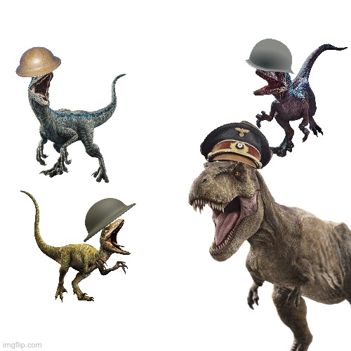 Ally velociraptors vs Nazi T. rex | made w/ Imgflip meme maker