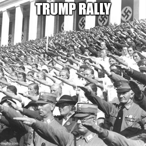 Trump rally | TRUMP RALLY | image tagged in trump rally,nazi | made w/ Imgflip meme maker
