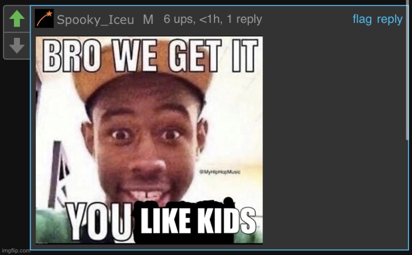 Bro we get it you like kids iceu | image tagged in bro we get it you like kids iceu | made w/ Imgflip meme maker