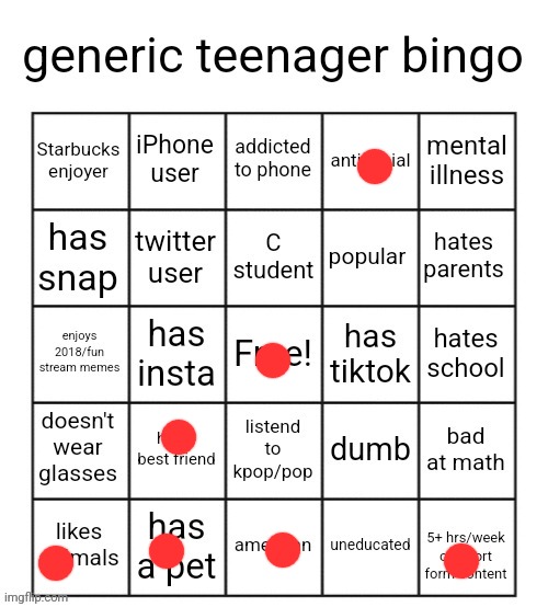 I am posting this because stream is eepy | image tagged in generic teenager bingo | made w/ Imgflip meme maker