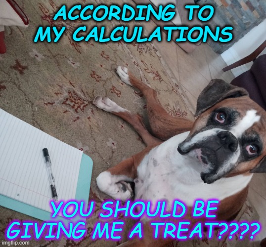 ACCORDING TO MY CALCULATIONS; YOU SHOULD BE GIVING ME A TREAT???? | made w/ Imgflip meme maker