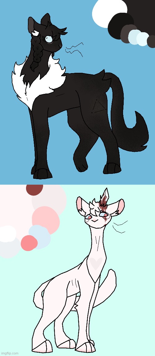 Unrelated to Loaz, colored refs of the two Catified Kaycees, Icyheart and Icyfall | made w/ Imgflip meme maker