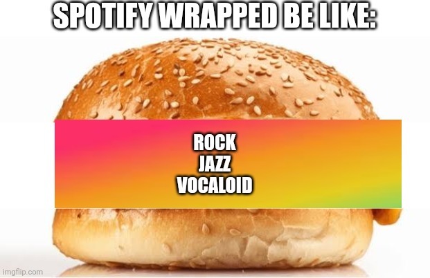 SPOTIFY WRAPPED BE LIKE:; ROCK
JAZZ
VOCALOID | image tagged in memes,music,funk | made w/ Imgflip meme maker