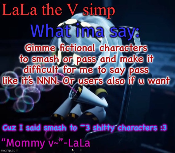 Skdidjdisnxdisnxoxnxnsnsnsnx | Gimme fictional characters to smash or pass and make it difficult for me to say pass like it’s NNN. Or users also if u want; Cuz I said smash to ~3 shitty characters :3 | image tagged in skdidjdisnxdisnxoxnxnsnsnsnx | made w/ Imgflip meme maker