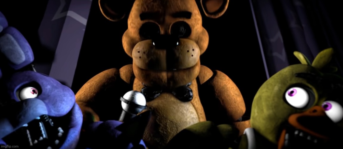 Bonnie and Chica scared of Freddy | image tagged in bonnie and chica scared of freddy | made w/ Imgflip meme maker