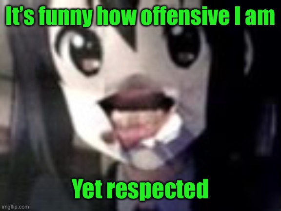 guh | It’s funny how offensive I am; Yet respected | image tagged in guh | made w/ Imgflip meme maker