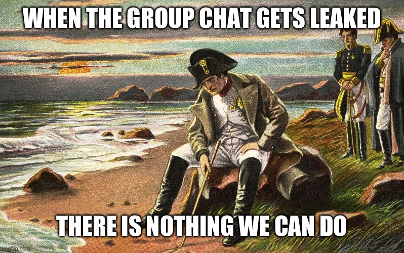 Oh no…… | WHEN THE GROUP CHAT GETS LEAKED; THERE IS NOTHING WE CAN DO | image tagged in napoleon | made w/ Imgflip meme maker