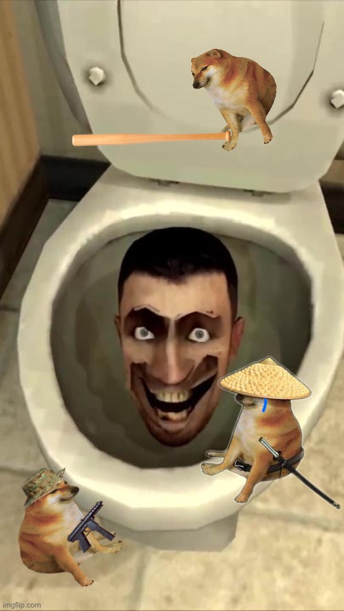 Cheems vs Skibidi toilet | image tagged in skibidi toilet | made w/ Imgflip meme maker