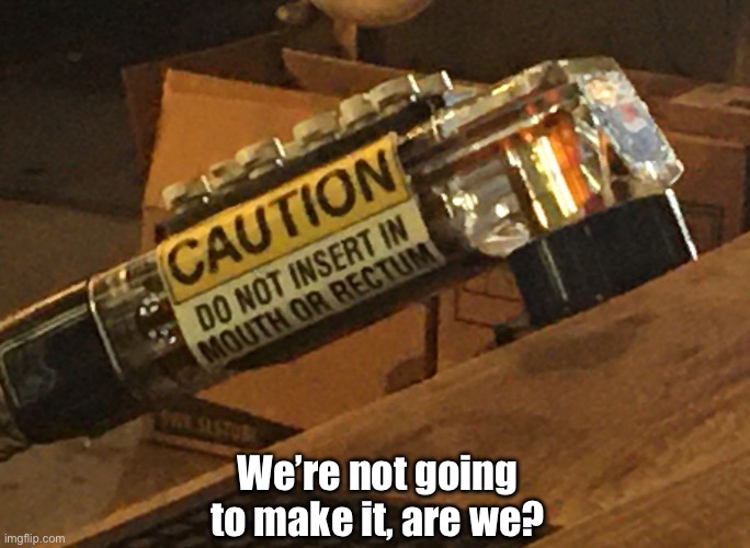 Mixer gun | We’re not going to make it, are we? | image tagged in mixer gun,funny memes,warning label | made w/ Imgflip meme maker