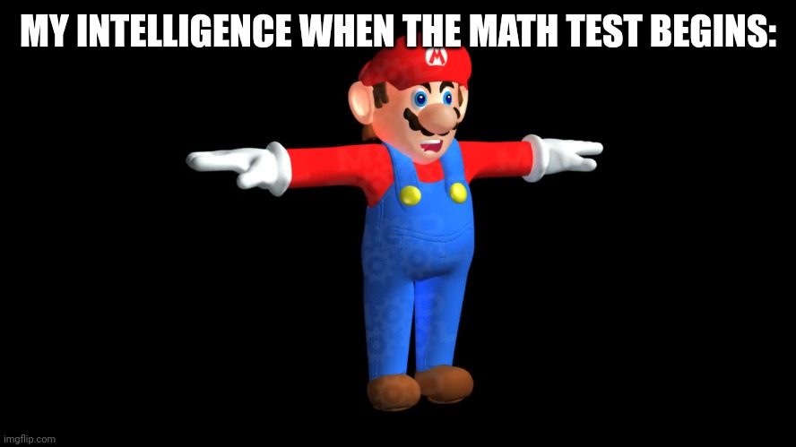 Yes. | MY INTELLIGENCE WHEN THE MATH TEST BEGINS: | image tagged in mario,mario bros views | made w/ Imgflip meme maker