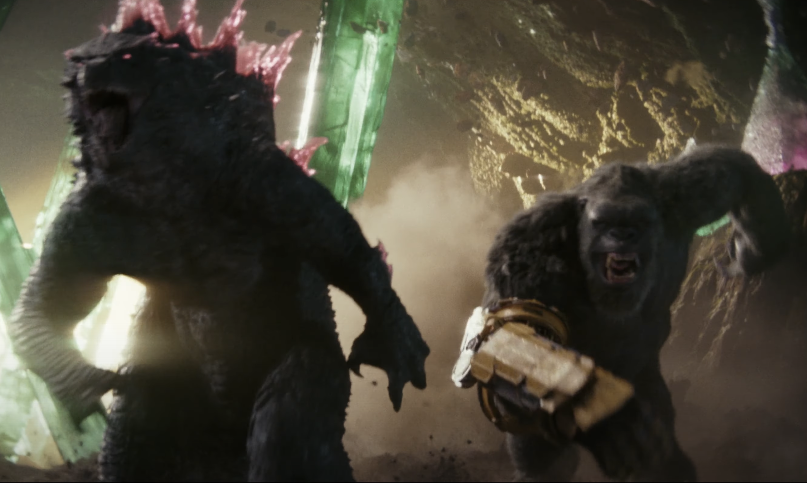 Godzilla and Kong running Blank Meme Template