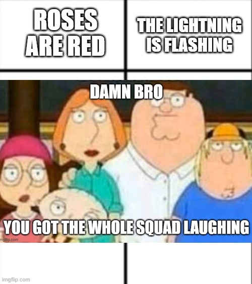 Roses are Red | ROSES ARE RED THE LIGHTNING IS FLASHING | image tagged in roses are red | made w/ Imgflip meme maker