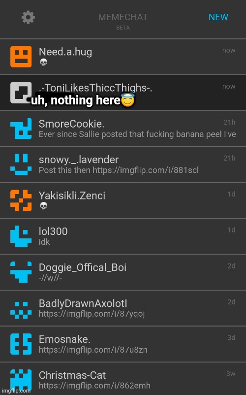 mc reveal | uh, nothing here😇 | made w/ Imgflip meme maker