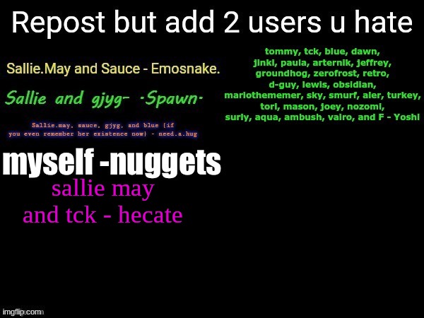 sallie may and tck - hecate | made w/ Imgflip meme maker