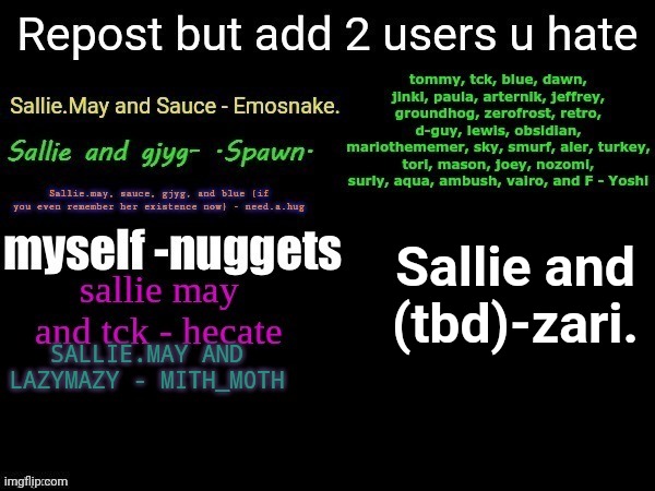 Sallie and (tbd)-zari. | made w/ Imgflip meme maker