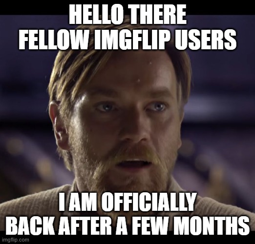 It feels so good to be back! | HELLO THERE FELLOW IMGFLIP USERS; I AM OFFICIALLY BACK AFTER A FEW MONTHS | image tagged in hello there | made w/ Imgflip meme maker