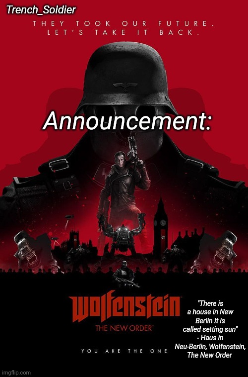 High Quality Trench_Soldier's Wolfenstein: The New Order announcement temp Blank Meme Template